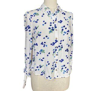 Maeve Anthropologie Blithe Blueberry Button Down Shirt Tie Cuff Berry Sweet-4